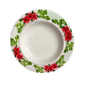 ROSCHER & CO*Poinsettia Garland* Embossed 9” Salad/Serving Bowl